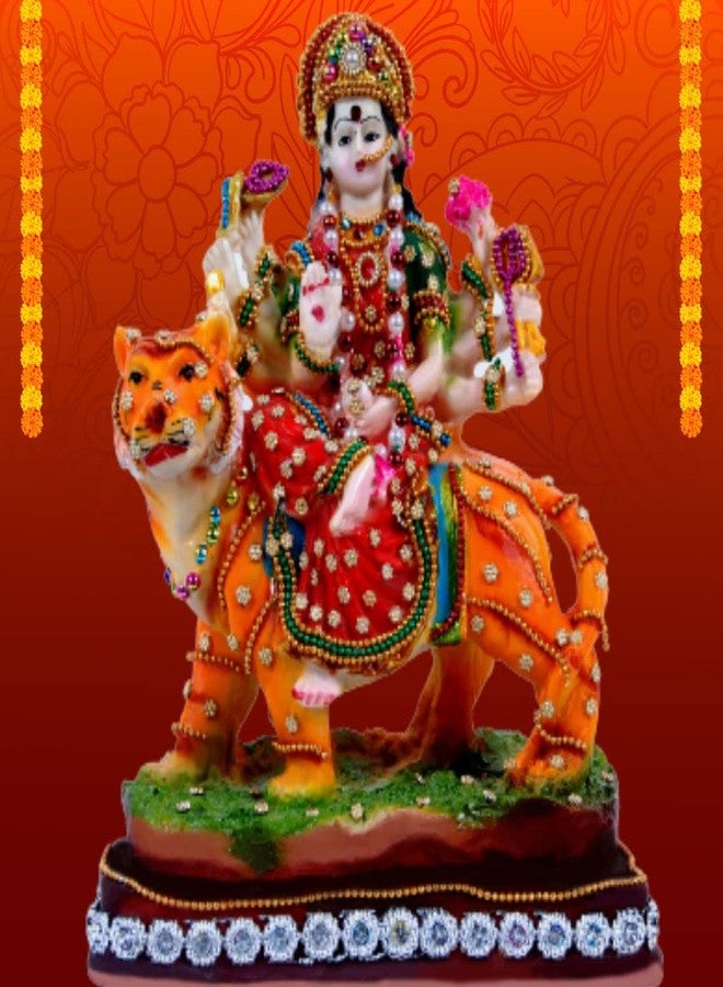 Buji Craft Goddess Durga Idol Sherawali MATA Murti للمنزل معبد ماندير ما دورجا ديفي تمثال لبوجا ديكور دورجا ما للمكتب المنزلي هدية مهرجان ديوالي نافراتري (8 بوصة) 1740 - Image 2